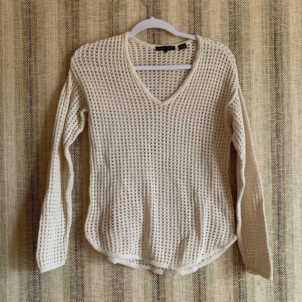 Jeanne Pierre Top Blouse Shirt Women Size M Beige Summer Spring Casual Fashion